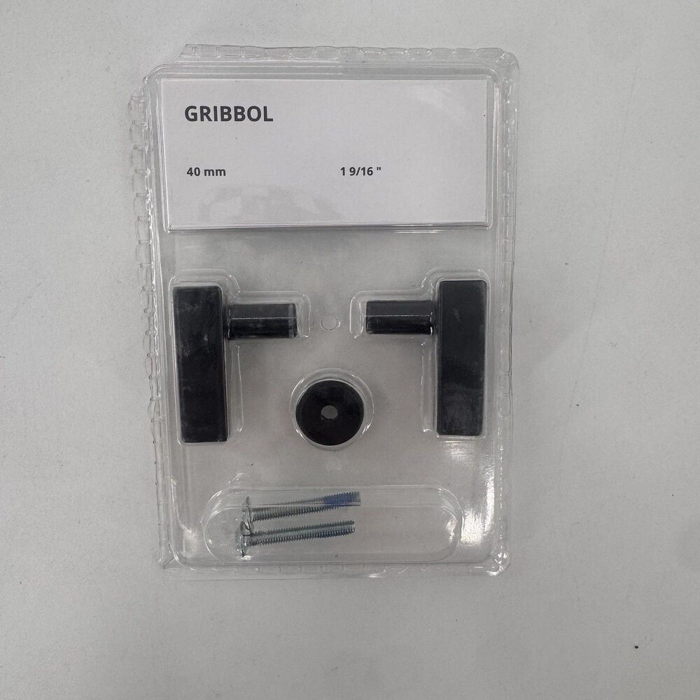 Ikea Gribbol Black Tone Cabinet Door Pulls Knobs 40 mm 1 9/16”, Set of 2